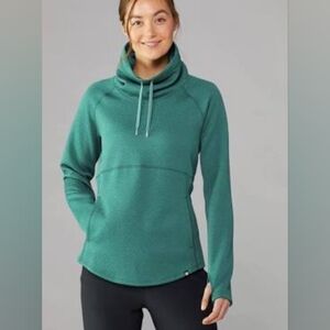 Marmot Annie Pullover Sweatshirt Green Blue Cowl Neck Quilted XS